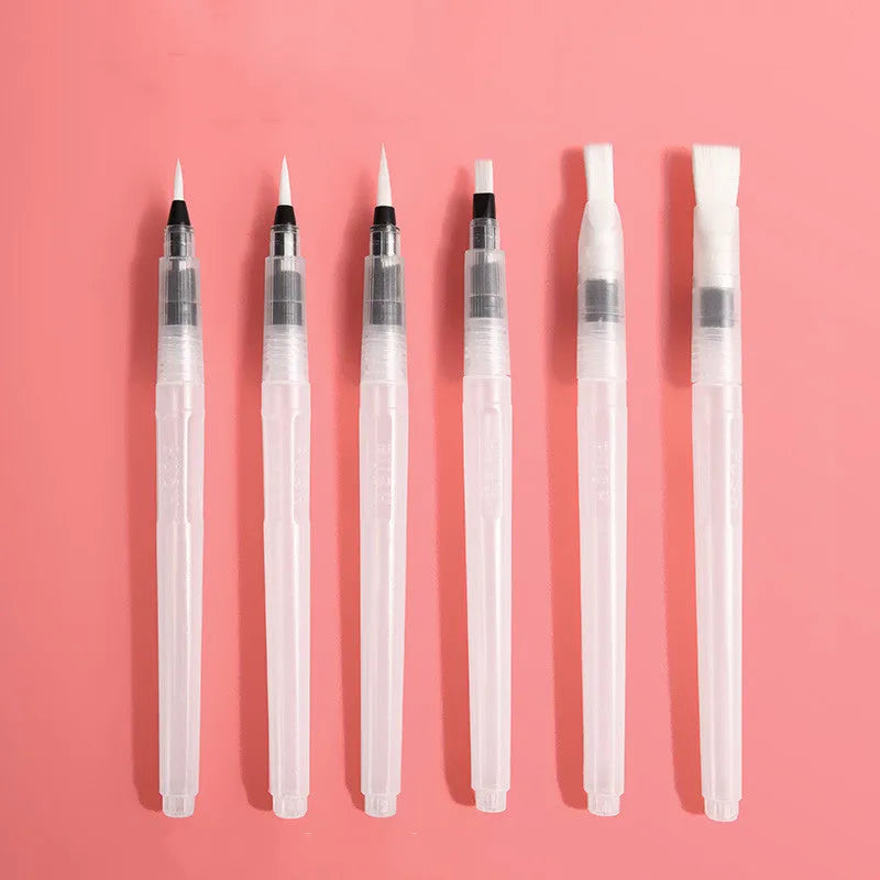 Fan-shaped foldable solid watercolour paint set in transparent box with fountain pen and accessories