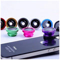 Black aluminium alloy 3-in-1 phone camera lens kit with fisheye, wide angle, and macro lenses next to a universal clip.