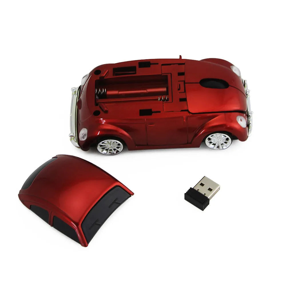 Beetle-shaped wireless optical mouse in four colour options with 2.4g connectivity for laptops
