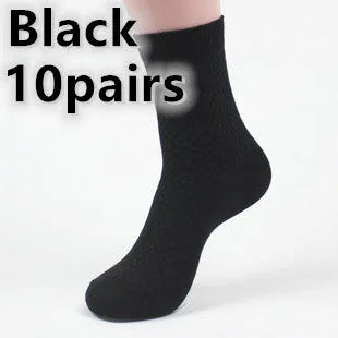 Men's bamboo fibre business socks with small square pattern in five colours, sized 38-44