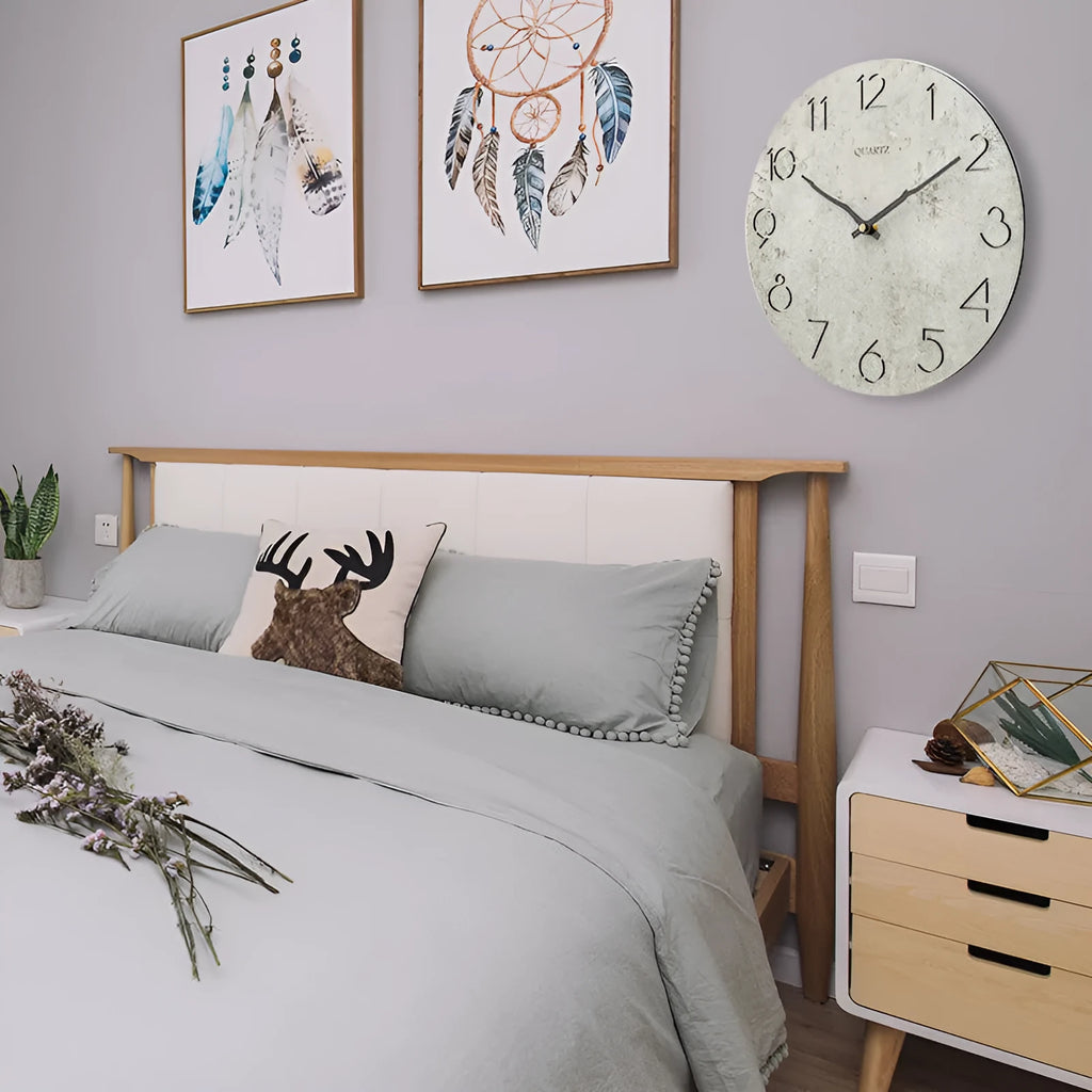 Grey European style modern wall clock with single-sided design