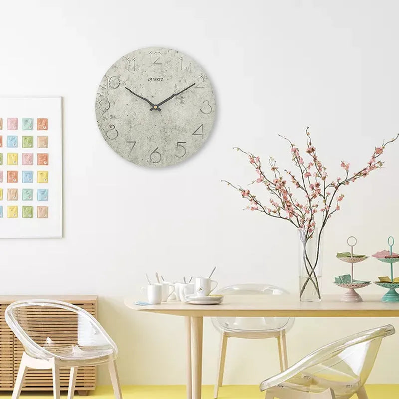 Grey European style modern wall clock with single-sided design