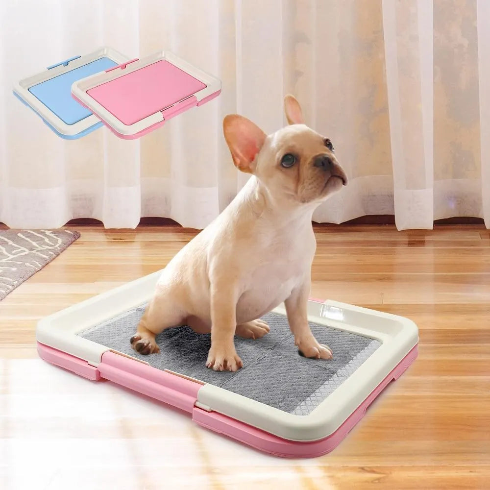 Dog toilet urinal inducer, blue or pink, 47x35x6cm indoor puppy training tray