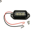 6 LED license plate light, black housing, 12-24V 1.8W 6500K cool white, for car truck bus trailer