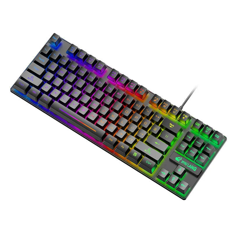 Mechanical keyboard in black, blue, pink, or white with ABS plastic and simple design, showing style options A, B, K2, K2 British