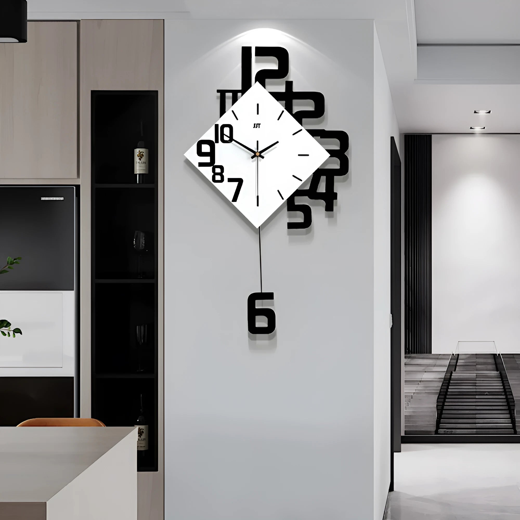 15 inch round digital wall clock in black, red, or blue colour on a white wall