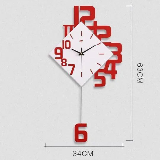 15 inch round digital wall clock in black, red, or blue colour on a white wall