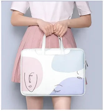 Blue waterproof shockproof laptop bag for 15.6-inch notebooks with soft handle and zipper opening