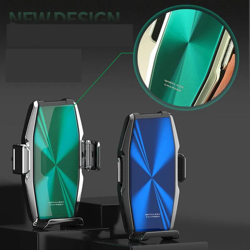 Blue and green car wireless charger mobile phone holder with 1500mA charging