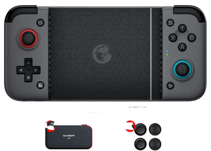Gaze Chicks X2 black Android phone gamepad with stretching mechanism and Switch-style handles.