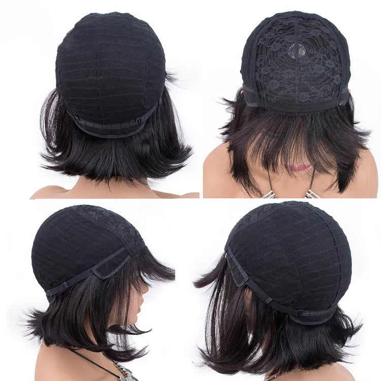 Unice Hair 10-inch human hair wig with machine construction in natural black colour