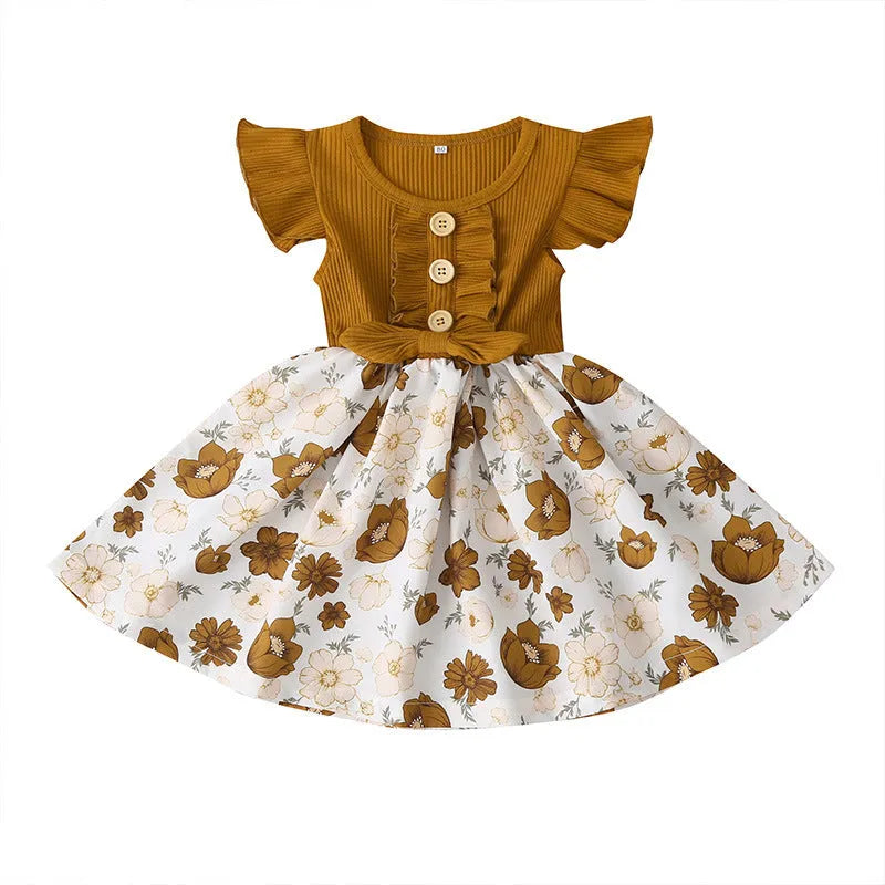Toddler girl wearing sleeveless summer dress in one of five colour options