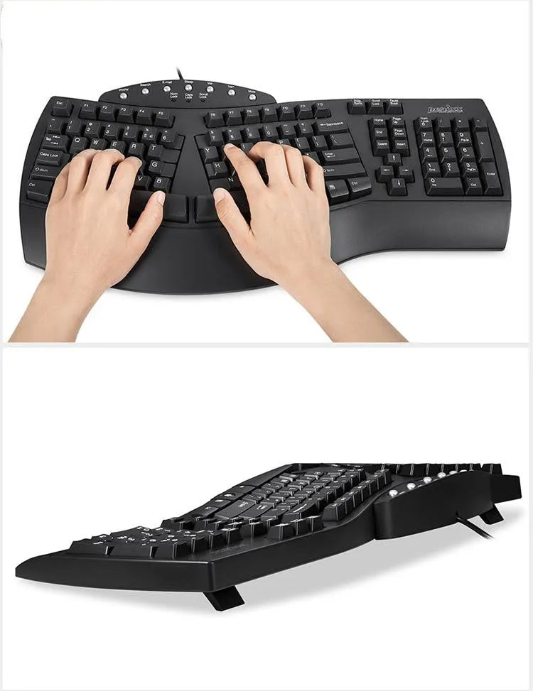 Perixx Periboard-512 white and black ergonomic split keyboard with USB cable