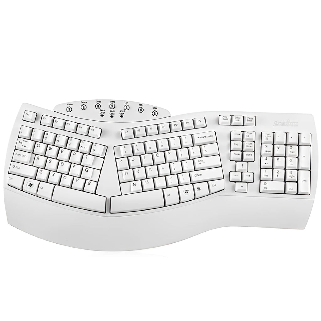 Perixx Periboard-512 white and black ergonomic split keyboard with USB cable