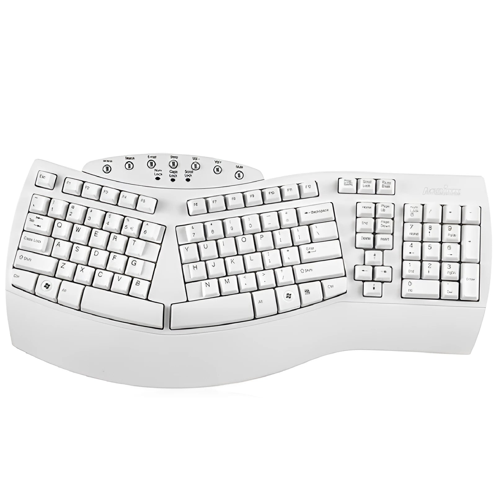 Perixx Periboard-512 white and black ergonomic split keyboard with USB cable