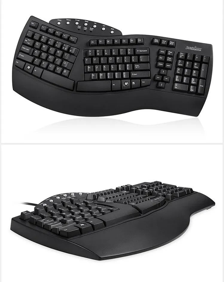 Perixx Periboard-512 white and black ergonomic split keyboard with USB cable
