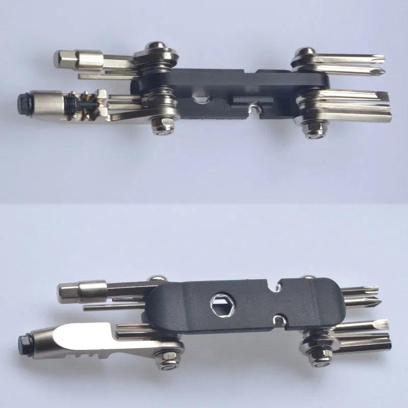 Chrome vanadium steel bicycle repair combination tool in four colour options
