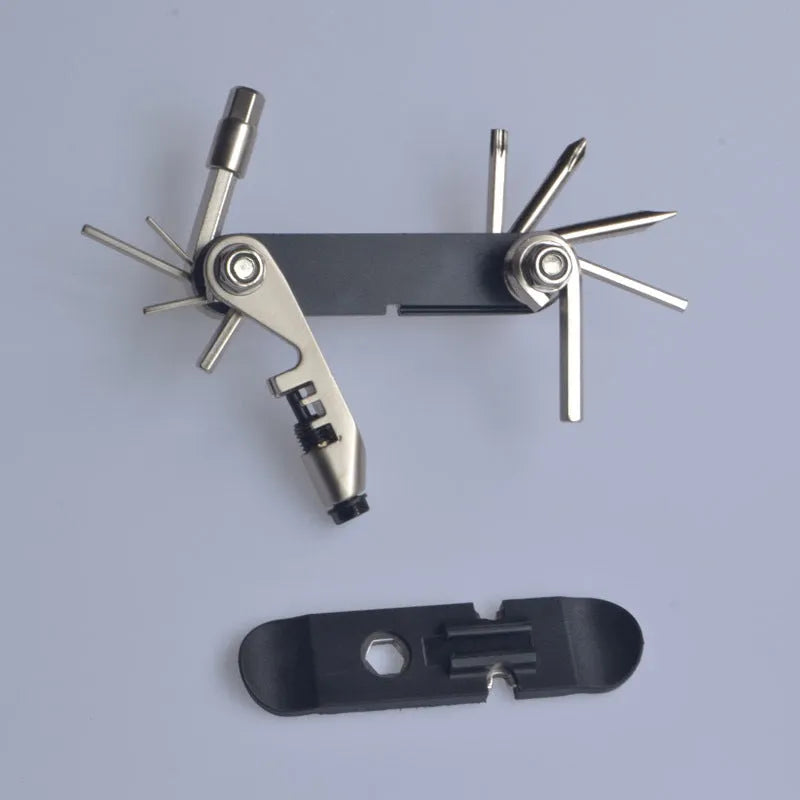 Chrome vanadium steel bicycle repair combination tool in four colour options