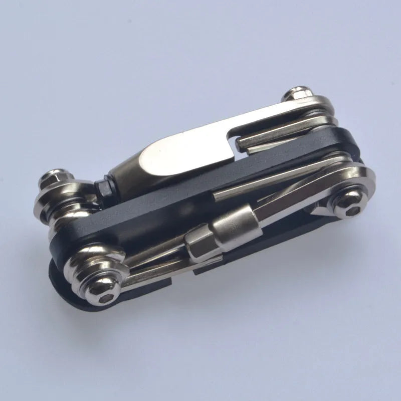 Chrome vanadium steel bicycle repair combination tool in four colour options