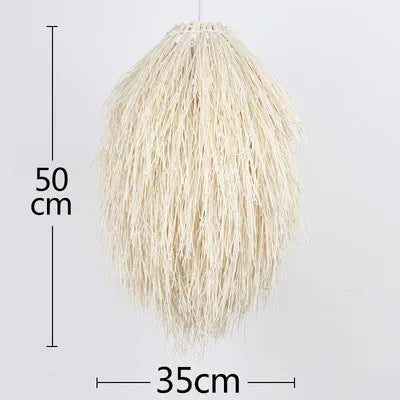Adjustable rattan pine cone chandelier with fishing line suspension in true colour or white finish