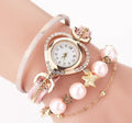 Ladies round quartz bracelet watch with alloy case, PU strap and pearl love-heart dial in seven colours