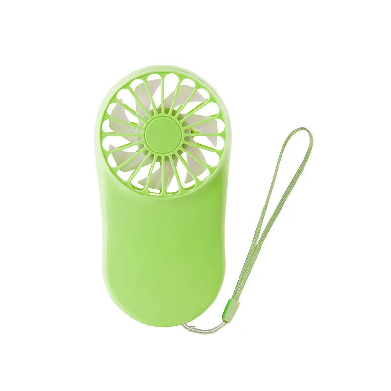 Hands-free neck fan with dual cooling fans in folded position showing USB charging port