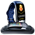 Smart bracelet in black, blue, or red with digital display for heart rate, blood pressure, and sleep tracking
