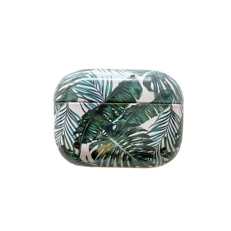 Blue banana leaves tropical design AirPods protective case for AirPods 1/2 generation and AirPods Pro models