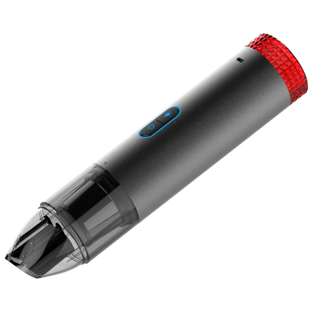 Black V6 portable wireless handheld car vacuum cleaner with LED work light and spotlight