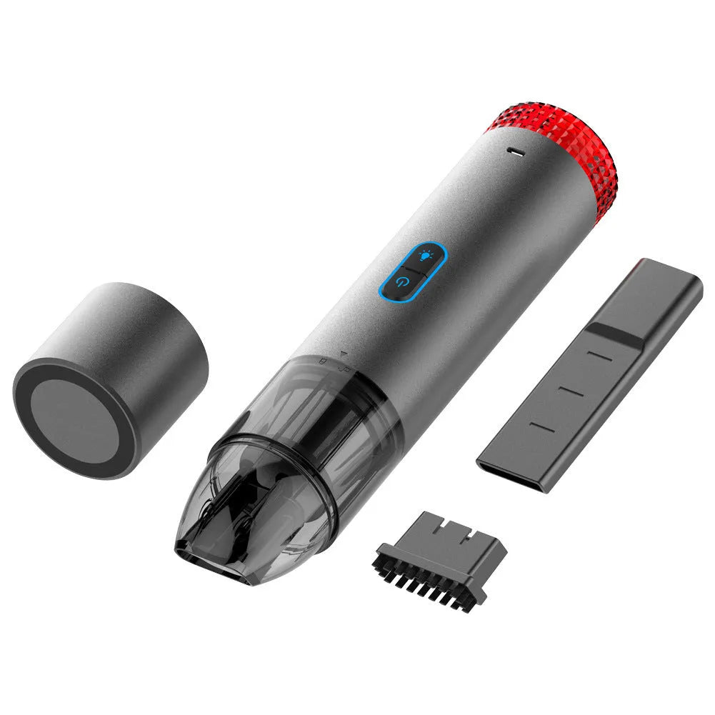 Black V6 portable wireless handheld car vacuum cleaner with LED work light and spotlight