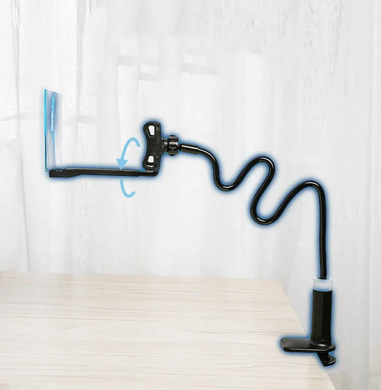 Black mobile phone screen amplifier with 12-inch blue acrylic lens on adjustable folding bracket