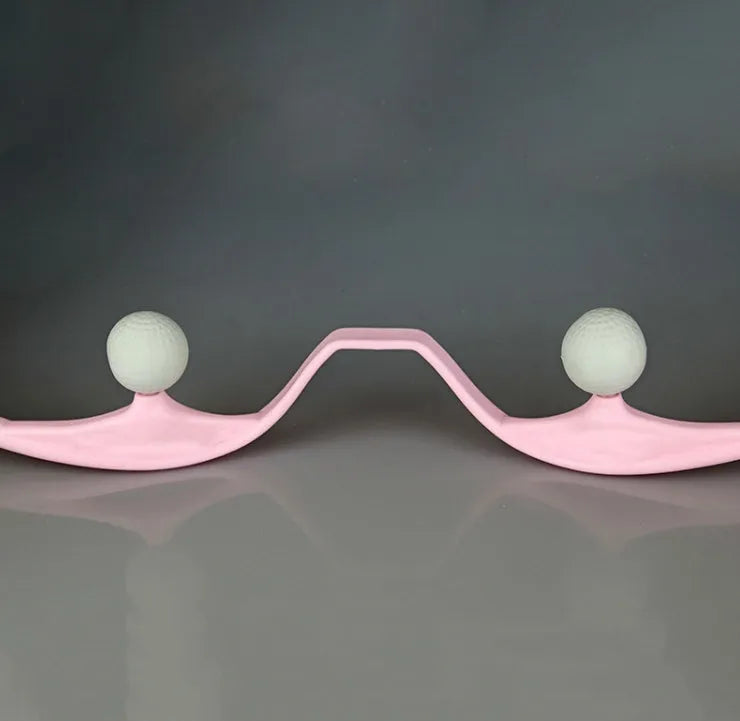 Plastic swan-shaped neck massager in pink, blue, or green with adjustable hand roller for 360° pressure point therapy