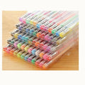 100 colour gel pens with 0.5mm and 1mm tips arranged by colour in plastic case