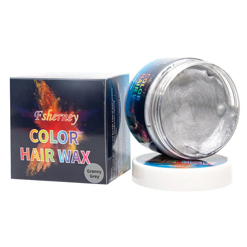 120g hair styling clay pot with nine colour options: white, orange, red, yellow, blue, green, purple, rose red, granny grey