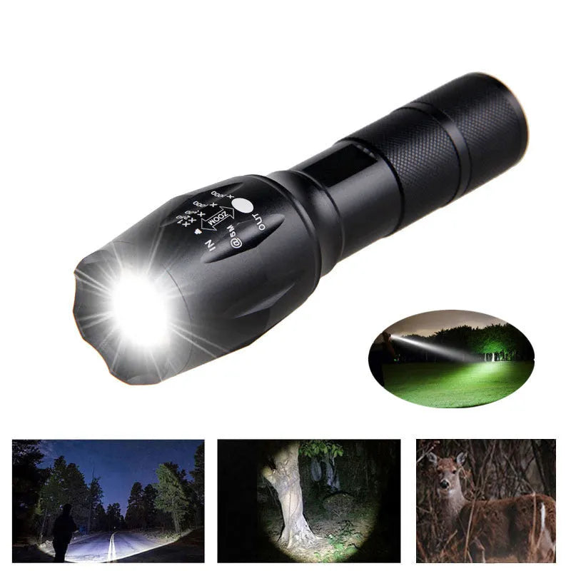 Portable mini LED zoom torch with adjustable focus and aluminium alloy body for outdoor use