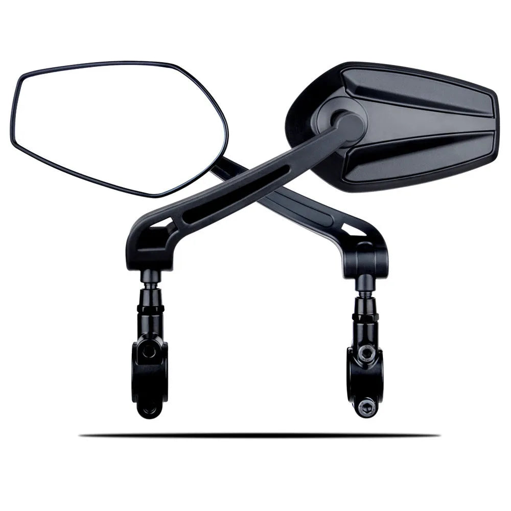 HD wide angle convex bicycle mirror with aluminium alloy base, 75mm x 125mm, fits 22-25mm handlebar