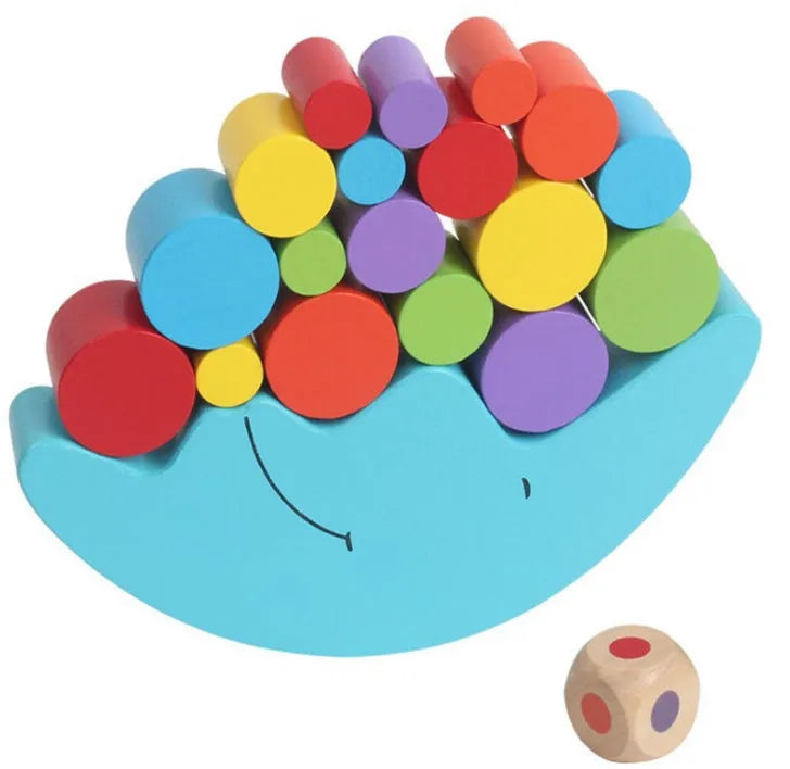 Wooden moon balance game toy in bright colours for children aged 2-4 years