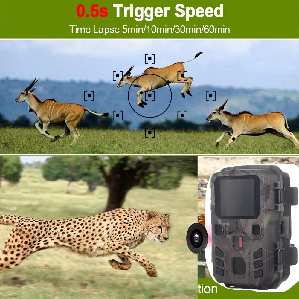 Black plastic infrared night vision monitoring device with 12-megapixel sensor and TF card slot