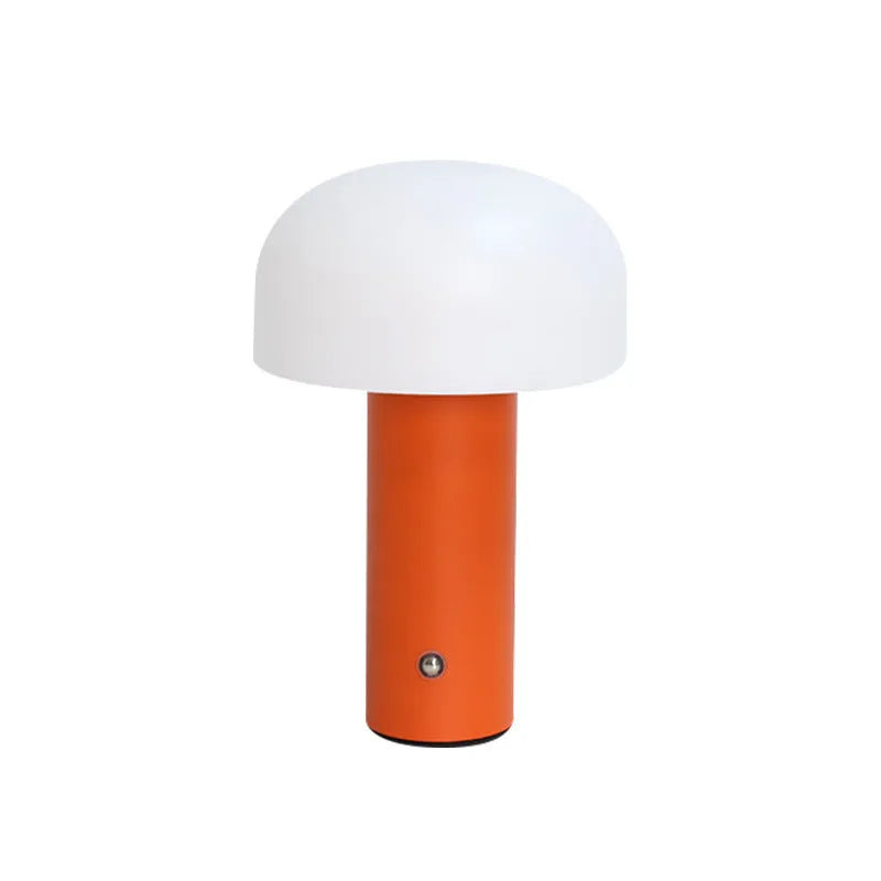 USB table lamp in black, green, orange, or white, 15cm tall with plastic construction and dual-purpose design