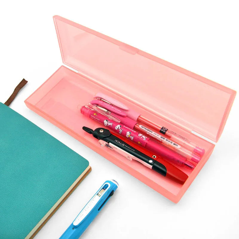 Blue automatic pen with integrated compass, protective cover, shown at 122mm length next to a pencil case.