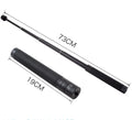 Black retractable selfie stick extended to full 100cm length with phone attached and Bluetooth remote control