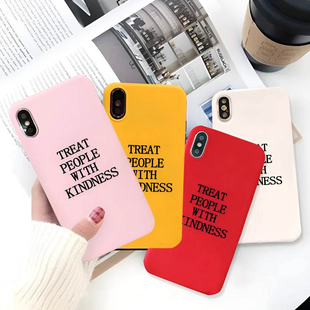 Printed TPU mobile phone case for iPhone with a colourful screen printed design on the back.