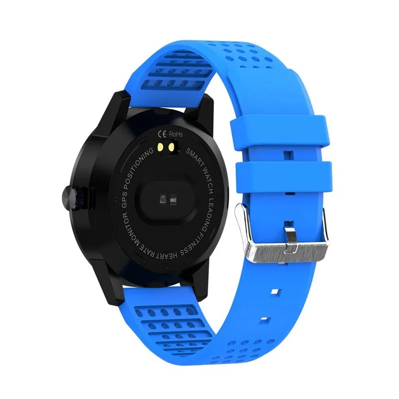 Smart bracelet with colour screen displaying heart rate metrics, shown in black and blue colour options