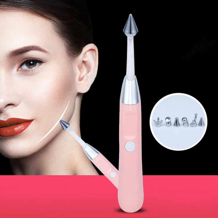 Pink 6 in 1 handheld body massager, 22.5 cm, with interchangeable massage heads for home use