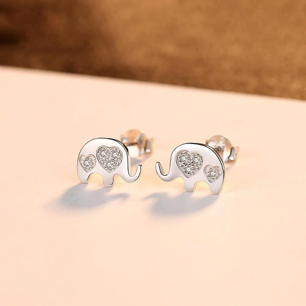 Geometric Korean silver earrings with gem setting, 0.6cm by 0.9cm size