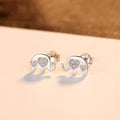Geometric Korean silver earrings with gem setting, 0.6cm by 0.9cm size