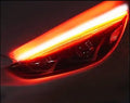 Car LED daytime running light strip with flowing turn signal, showing 0.3cm thickness and wiring connections