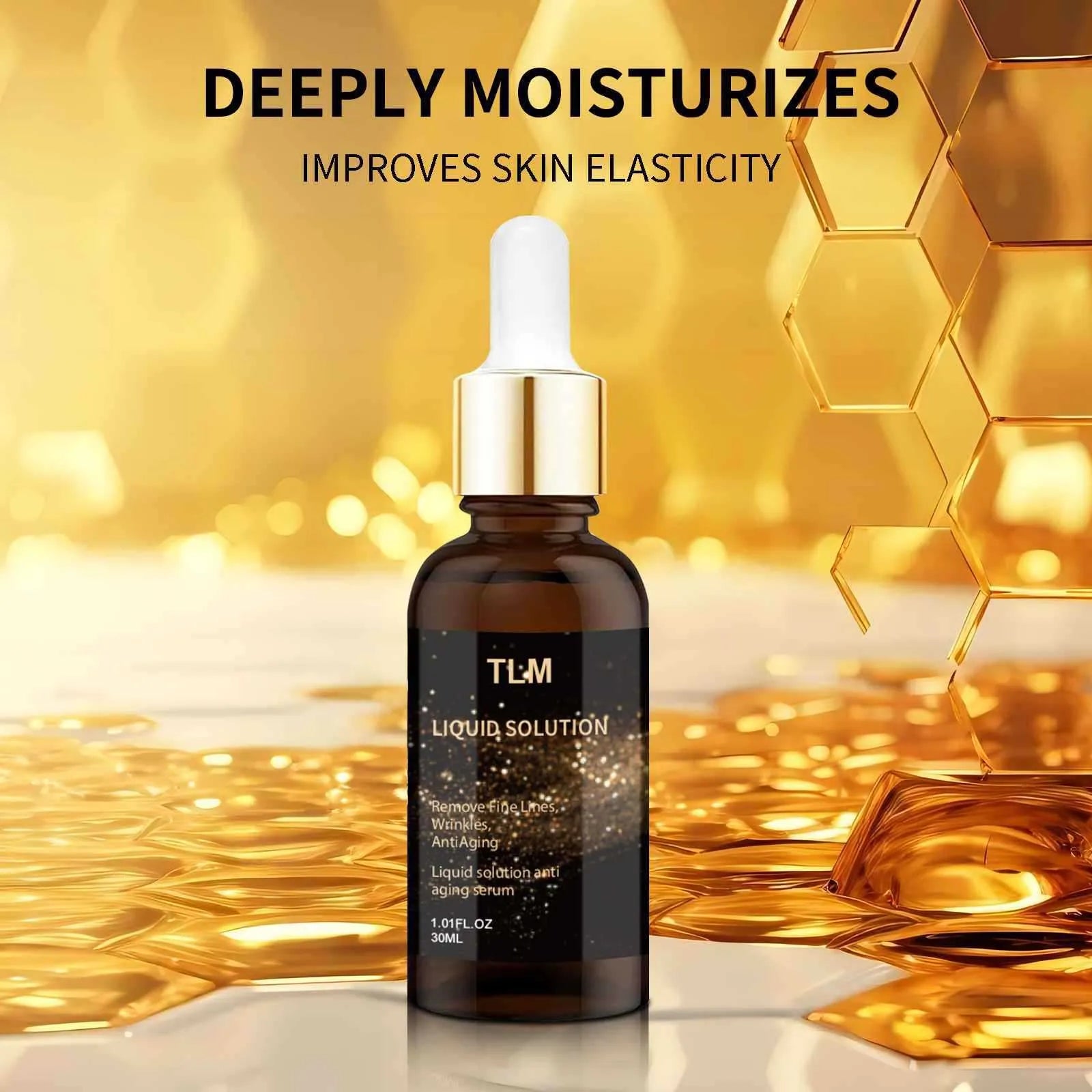 30ml facial moisturising solution bottle with 9cm height, containing glycerin and hyaluronic acid for delicate skin care