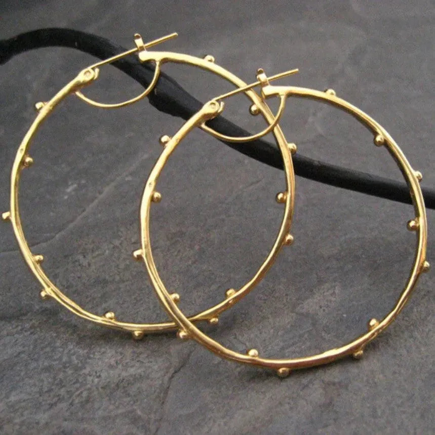 Gold plated alloy ear clip earrings with large ear shape, copper ring and petal geometry for women