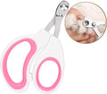 Blue cat nail clippers with circular hole and cushioned handles for trimming pet nails